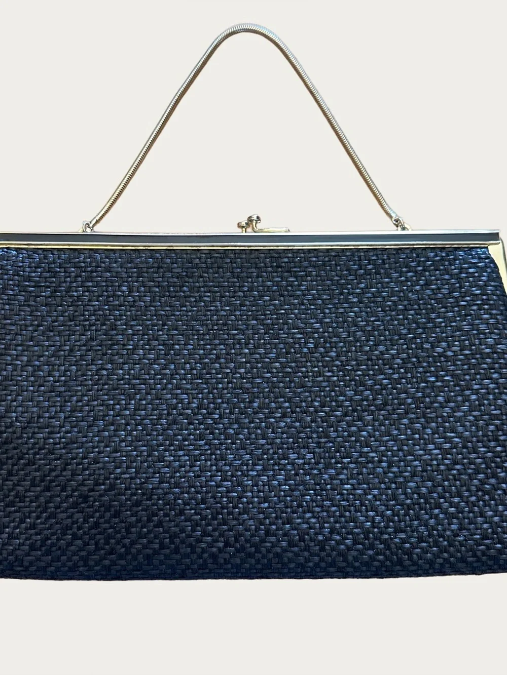 HL USA Vintage Romantic Dreamy Black Woven Textured Clutch Handbag